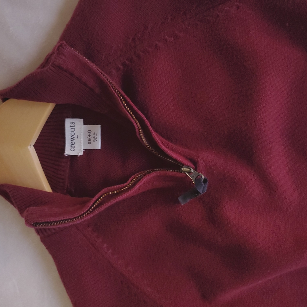 Crewcuts Kids Preppy Burgundy Sweater Quarter Zip. Back To School Fall Style. - Picture 10 of 16